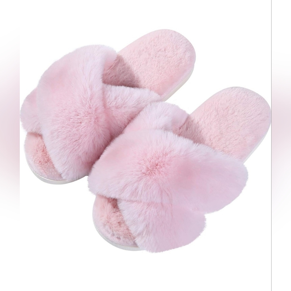Crossband Fuzzy Slippers